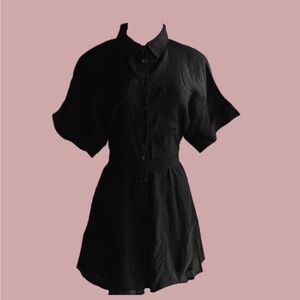 Short Sleeve Button-up Shirt Dress